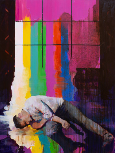 Картина под названием "Screen balance" - Iurii Denysenkov, Подлинное произведение искусства, Масло
