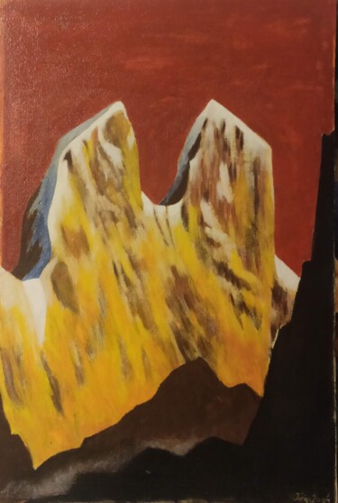 Malerei mit dem Titel "Mt. Ushba" von Iurii Zaika, Original-Kunstwerk, Gouache