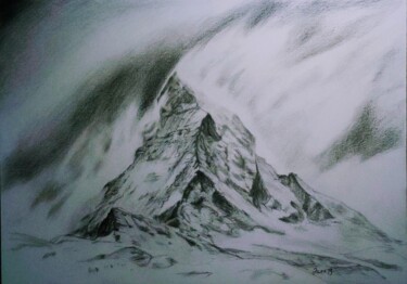 Dessin intitulée "Matterhorn" par Iurii Zaika, Œuvre d'art originale, Graphite