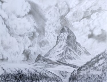 Disegno intitolato "Cervin/Matterhorn" da Iurii Zaika, Opera d'arte originale, Matita