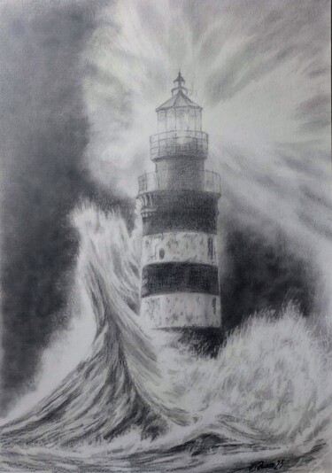 Dessin intitulée "Lighthouse" par Iurii Zaika, Œuvre d'art originale, Crayon