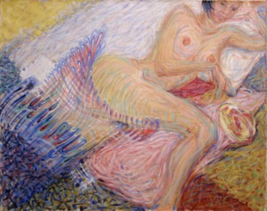 Painting titled "Nud; Nude" by Iurie Cibotaru, Original Artwork