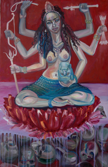 Картина под названием "The Goddess" - Iva Geo, Подлинное произведение искусства, Масло