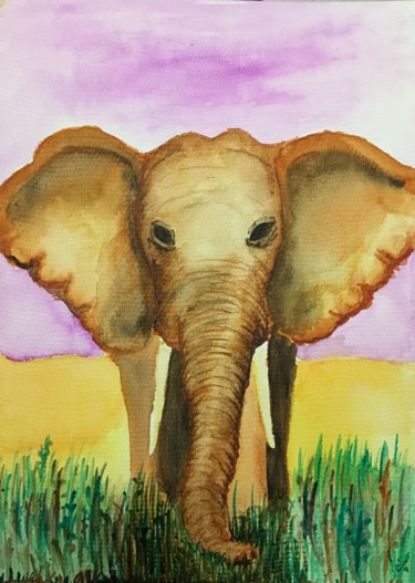 Painting titled "Look Me In The Eye.…" by Miraclesparkles, Original Artwork, Watercolor