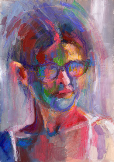 Painting titled "Portrait 2" by Tatiana Ivchenkova, Original Artwork, Oil Mounted on Other rigid panel