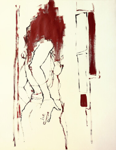 Peinture intitulée "Nu (Miroir)" par Tatiana Ivchenkova, Œuvre d'art originale, Acrylique