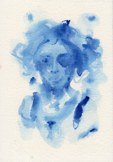 Ζωγραφική με τίτλο "Bleu" από Tatiana Ivchenkova, Αυθεντικά έργα τέχνης, Ακουαρέλα
