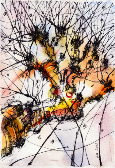 Dibujo titulada "Arbre" por Tatiana Ivchenkova, Obra de arte original, Tinta