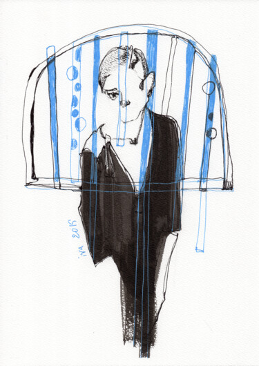 Drawing titled "Petite robe noire" by Tatiana Ivchenkova, Original Artwork, Ink