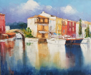 Painting titled "Port Grimaud" by Ivan, Original Artwork, Oil