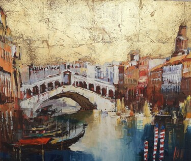 Peinture intitulée "Pont Venise" par Ivan, Œuvre d'art originale, Huile