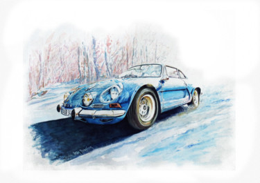 Painting titled "Alpine A110" by Ivan Boussion, Original Artwork, Watercolor