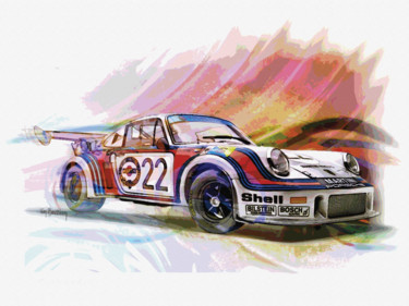 Digitale Kunst mit dem Titel "Porsche 911rs-marti…" von Ivan Boussion, Original-Kunstwerk, 2D digitale Arbeit