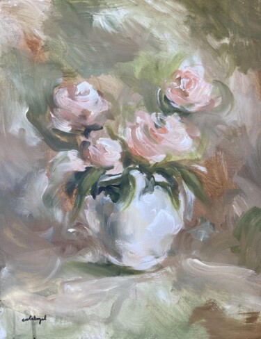 Painting titled "Bouquet de roses" by Ivan Calatayud, Original Artwork, Acrylic Mounted on Wood Stretcher frame