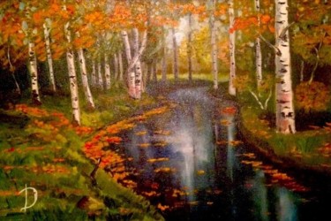 Картина под названием "fall in the wood.jpg" - Ivan Diak, Подлинное произведение искусства, Масло