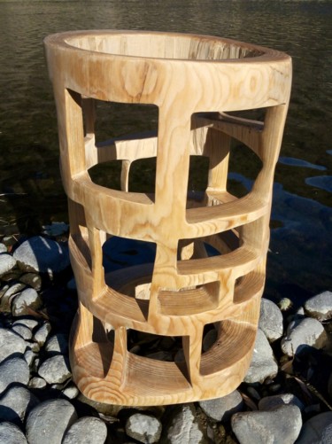 Skulptur mit dem Titel "WINDOWS LIFE" von Ivan Fabani, Original-Kunstwerk, Holz