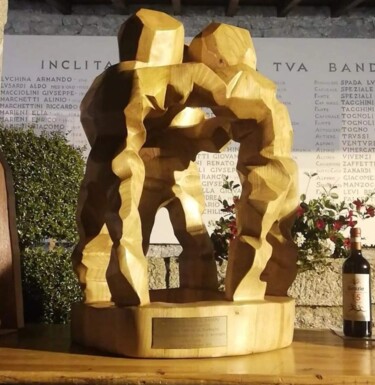 Sculpture titled "TROFEO VANONI" by Ivan Fabani, Original Artwork, Wood