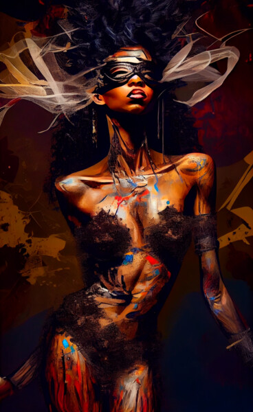 Цифровое искусство под названием "Princesa Afro - Car…" - Ivan Facchini, Подлинное произведение искусства, Изображение, сген…