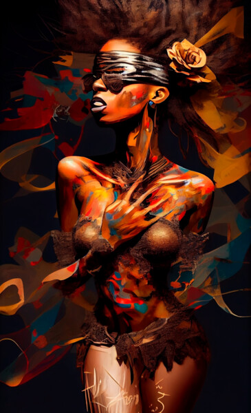 Arte digital titulada "Princesa Afro - Car…" por Ivan Facchini, Obra de arte original, Imagen generada por IA