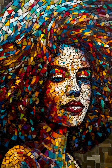 Digitale Kunst mit dem Titel "Afro Mosaico #1" von Ivan Facchini, Original-Kunstwerk, KI-generiertes Bild