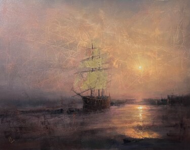 Malerei mit dem Titel "Harbor of destroyed…" von Ivan Grozdanovski, Original-Kunstwerk, Acryl