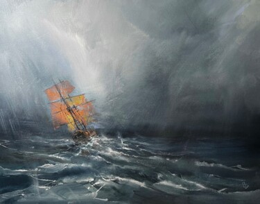 Картина под названием "Harbor of destroyed…" - Ivan Grozdanovski, Подлинное произведение искусства, Акрил