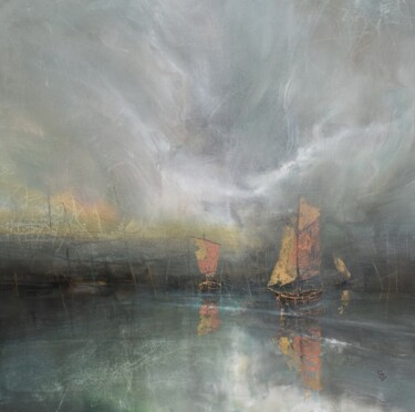 Malerei mit dem Titel "Harbor of destroyed…" von Ivan Grozdanovski, Original-Kunstwerk, Acryl