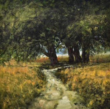 Painting titled "Summer path" by Ivan Grozdanovski, Original Artwork, Acrylic