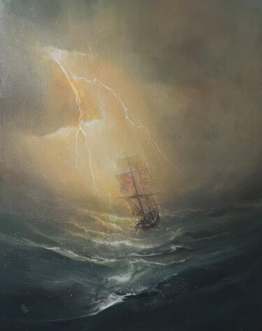 Painting titled "Harbor of destroyed…" by Ivan Grozdanovski, Original Artwork, Acrylic