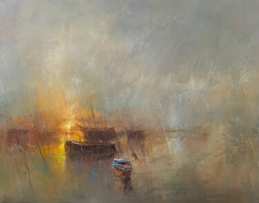 Malerei mit dem Titel "Harbor of destroyed…" von Ivan Grozdanovski, Original-Kunstwerk, Acryl