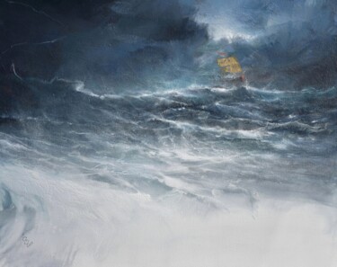Pintura titulada "Harbor of destroyed…" por Ivan Grozdanovski, Obra de arte original, Acrílico