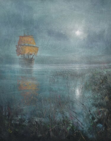 Schilderij getiteld "Harbor of destroyed…" door Ivan Grozdanovski, Origineel Kunstwerk, Acryl