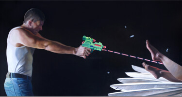 Картина под названием "Шутер" - Иван Коршунов, Подлинное произведение искусства, Масло