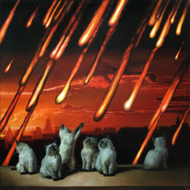 Картина под названием "Дождик" - Иван Коршунов, Подлинное произведение искусства, Масло Установлен на Деревянная рама для но…