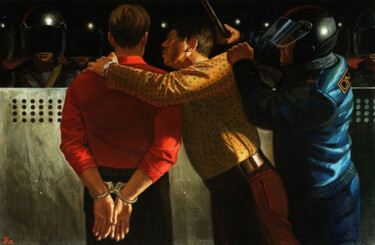 Картина под названием "Kiss" - Иван Коршунов, Подлинное произведение искусства, Масло Установлен на Деревянная рама для носи…