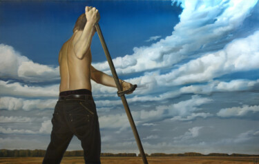 Картина под названием "Городской" - Иван Коршунов, Подлинное произведение искусства, Масло Установлен на Деревянная рама для…