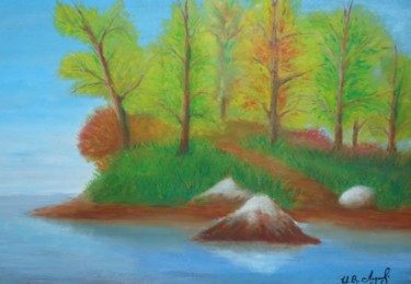 Painting titled "Осень на островке" by Ivan Lednev, Original Artwork, Oil