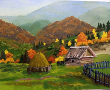 Картина под названием "Осень в Карпатах" - Иван Лендел, Подлинное произведение искусства, Масло