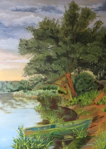 Peinture intitulée "Утро на пруду" par Ivan Lendel, Œuvre d'art originale, Huile