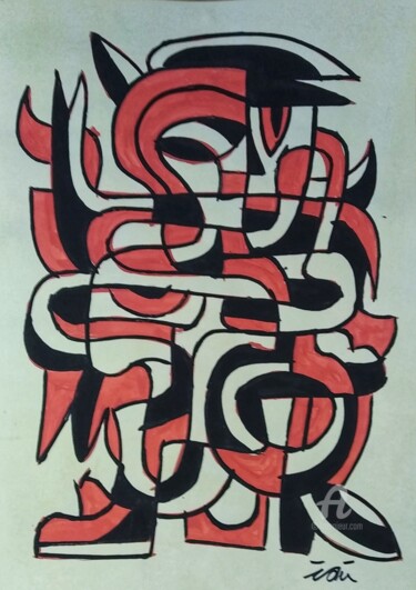 Drawing titled ""Red Impro"" by Ivan "Marsville", Original Artwork, Marker