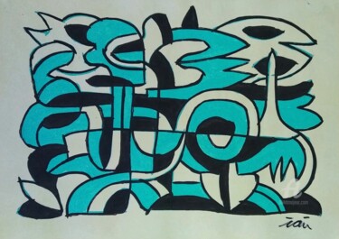 Drawing titled ""Blue Impro 2"" by Ivan "Marsville", Original Artwork, Marker