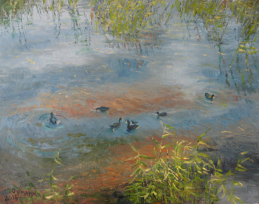 Peinture intitulée "Ducks On The Lake" par Ivan Ormanzhi, Œuvre d'art originale, Huile