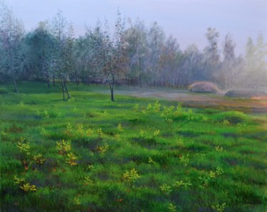 Peinture intitulée "Dawn on the lawn" par Ivan Ormanzhi, Œuvre d'art originale, Huile
