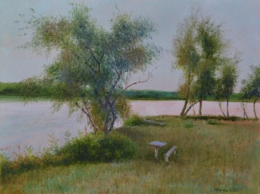 Painting titled "Willow on the river…" by Ivan Ormanzhi, Original Artwork, Oil