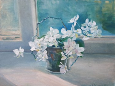Painting titled "Orchid. Etude" by Ivan Ormanzhi, Original Artwork, Oil