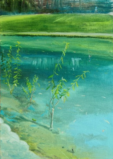 Картина под названием "Creek in Sarzhin Ya…" - Ivan Ormanzhi, Подлинное произведение искусства, Масло