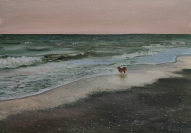 Malerei mit dem Titel "Sea and doggy" von Ivan Ormanzhi, Original-Kunstwerk, Öl