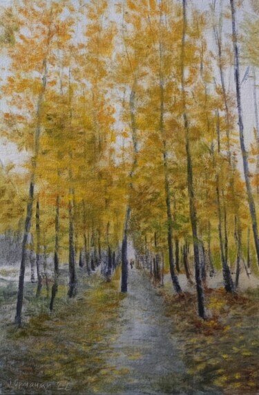 Peinture intitulée "Autumn path in the…" par Ivan Ormanzhi, Œuvre d'art originale, Huile