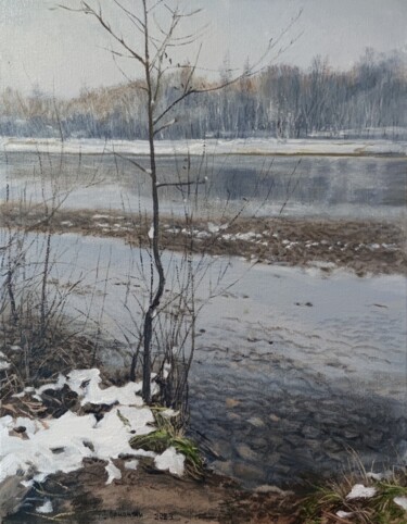 Pintura titulada "Winter river" por Ivan Ormanzhi, Obra de arte original, Oleo