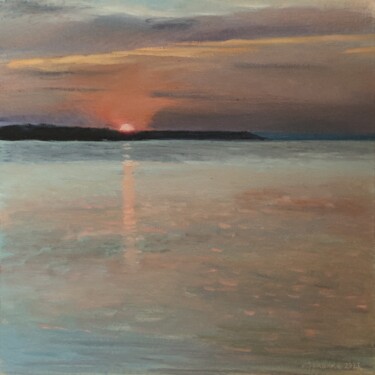 Painting titled "Sunset. Dnipro river" by Ivan Ormanzhi, Original Artwork, Oil